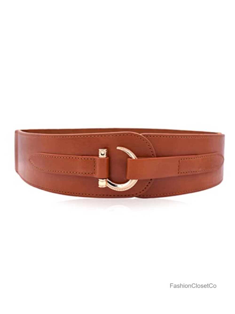 Women Vintage Elastic Waistband Hook Belt Faux Leather